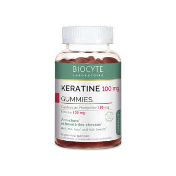 Kératine 100mg anti-chute et beauté des cheveux Biocyte - pot de 60 gummies