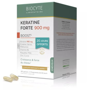 Keratine Forte 900mg Biocyte - boite de 180 gélules