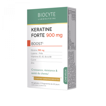 Keratine forte 900mg Boost Biocyte - boite de 40 gélules