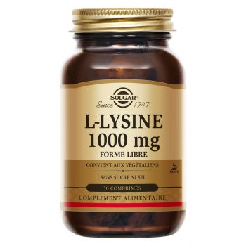 L-Lysine 1000 mg Solgar - pot de 50 comprimés