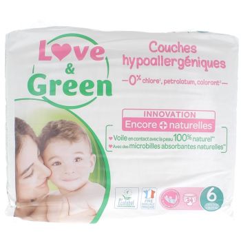 Couche Hypoallergéniques taille 6 Love & Green - 34 couches