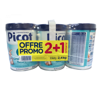 Lait poudre 3ème âge croissance nature Picot - lot de 3 boîtes de 800g