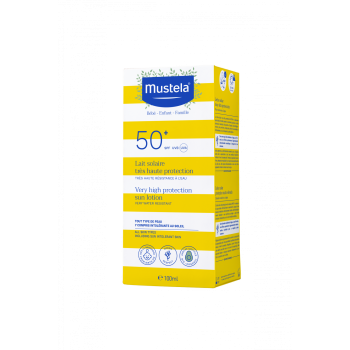 Lait solaire très haute protection bébé SPF 50+ Mustela - tube de 100 ml