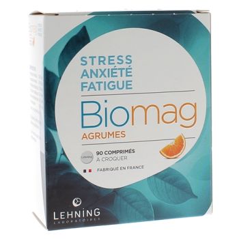 Biomag agrumes stress anxiété fatigue comprimé à croquer Lehning - boite de 90 comprimés