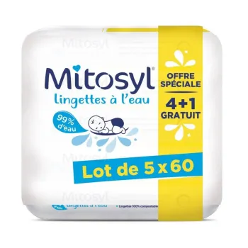 Lingettes à l'eau Mitosyl - lot de 5 packs de 60 lingettes