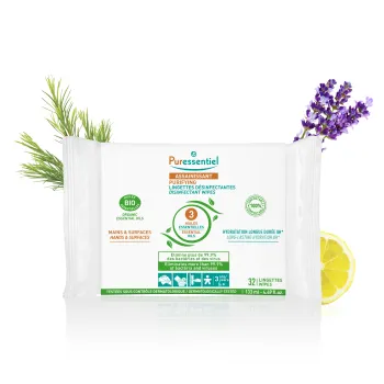 Lingettes désinfectantes Puressentiel - sachet de 32 lingettes