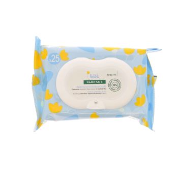 Lingettes nettoyantes douces bébé Klorane - 25 lingettes