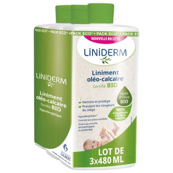 Liniderm Liniment oléo-calcaire bio Gilbert - lot de 3 flacons de 480ml