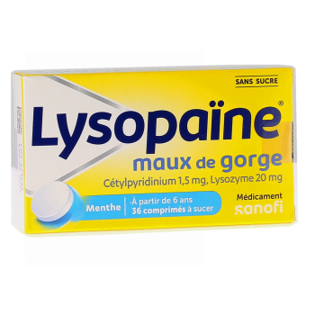 Lysopaïne sans sucre - 36 comprimés à sucer