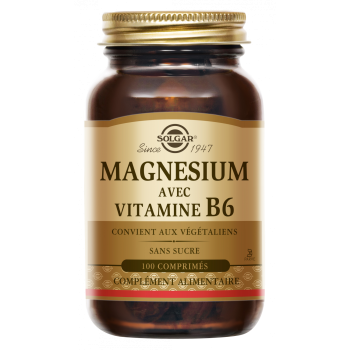 Magnésium avec vitamine B6 Solgar - pot de 100 comprimés