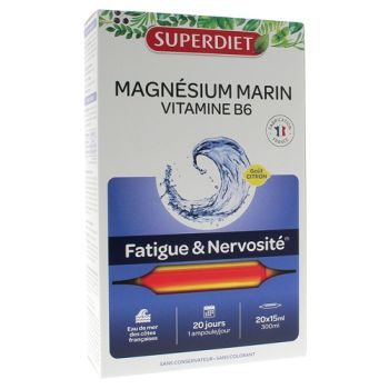 Magnésium marin + Vitamine B6 Super Diet - 20 ampoules