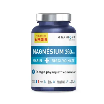 Magnésium marin + bisglycinate 360mg Granions - pot de 180 comprimés