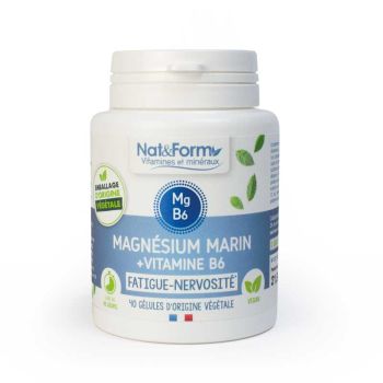 Magnésium marin + vitamine B6 fatigue et nervosité Nat&Form - boîte de 40 gélules