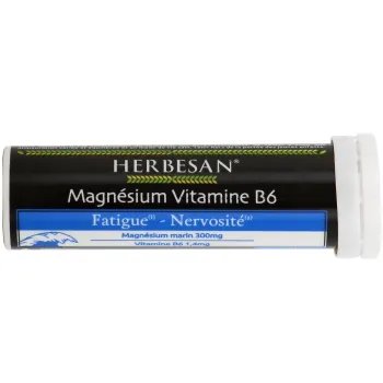 Magnésium vitamine B6 fatigue nervosité Herbesan - boîte de 15 comprimés