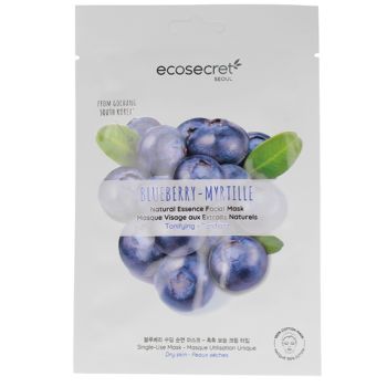 Masque visage tonifiant aux extraits naturels de myrtille Eco Secret - un masque en tissu