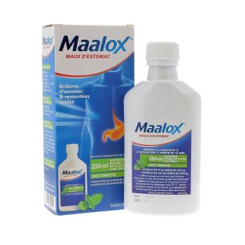 Maalox maux d'estomac solution buvable goût menthe - flacon de 250 ml