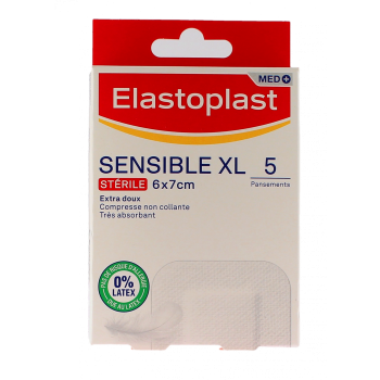 Med+ sensible pansement stérile Elastoplast - boite de 5 pansements de 6x7cm