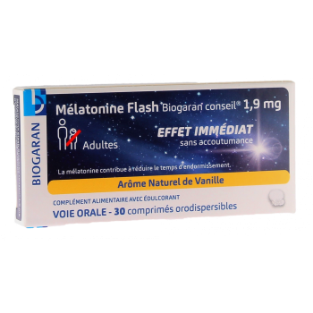 Mélatonine flash 1,9mg Biogaran - boite de 30 comprimés orodispersibles