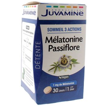 Mélatonine passiflore sommeil 3 actions Juvamine - boite de 30 comprimés