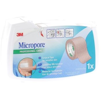 Micropore sparadrap chair avec dévidoir 3M - sparadrap 25 mm x 5 m