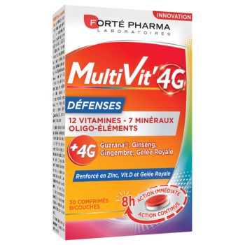 MultiVit' 4G Défenses Forté Pharma - boîte de 30 comprimés bicouches