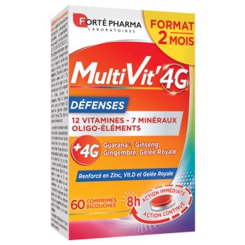 MultiVit' 4G Défenses Forté Pharma - boîte de 60 comprimés bicouches