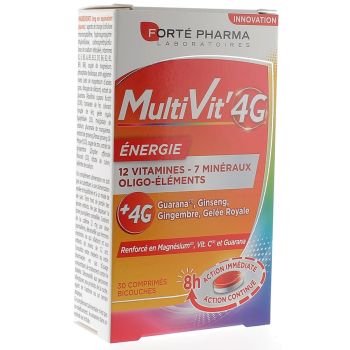 MultiVit' 4G Énergie Forté Pharma - boîte de 30 comprimés bicouches