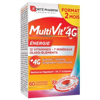 MultiVit' 4G Énergie Forté Pharma - boîte de 60 comprimés bicouches