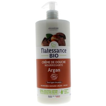 Crème de douche nourrissante argan Natessance - flacon-pompe de 1L