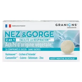 Nez-gorge 2en1 Granions - boîte de 24 comprimés à sucer