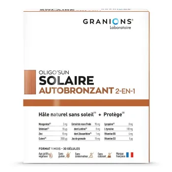 Oligo'sun solaire autobronzant 2-en-1 Granions - boite de 30 gélules