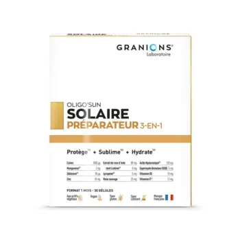 Oligo'sun solaire préparateur 3-en-1 Granions - boite de 30 gélules