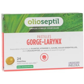 Olioseptil pastilles gorge larynx miel eucalyptus - boite de 24 pastilles