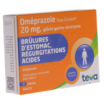 Oméprazole 20 mg Teva conseil - boite de 7 gélules