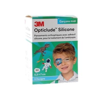 Opticlude silicone garçons midi 3M - 50 pansements de 5,3 x 7,0 cm