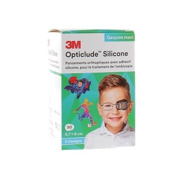 Opticlude silicone garçons maxi 3M - 50 pansements de 5,7 x 8,0 cm