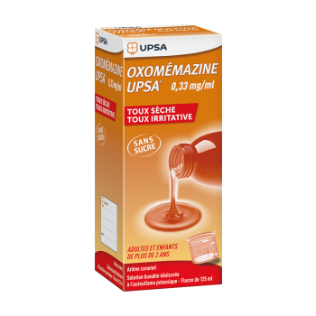 Oxomémazine 0,33 mg/ml sans sucre arôme caramel UPSA - flacon de 125 ml