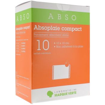 Pansements Absorbants Non adhérents stériles Absoplaie Compact Abso - boîte de 10 sachets individuels