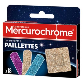 Pansements à paillettes Mercurochrome - boîte de 18 pansements