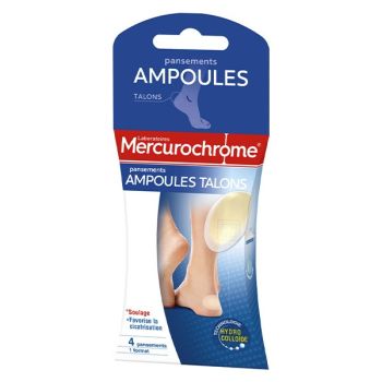 Pansements ampoules talons Mercurochrome - boîte de 4 unités