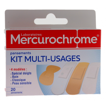 Pansements kit multi-usages Mercurochrome - boîte de 20 unités