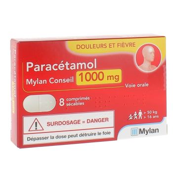 Paracetamol Mylan Conseil 1000 mg - 8 comprimés sécables