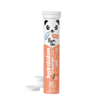 Pastilles hydratation et énergie goût pêche Panda Tea - 20 pastilles effervescentes