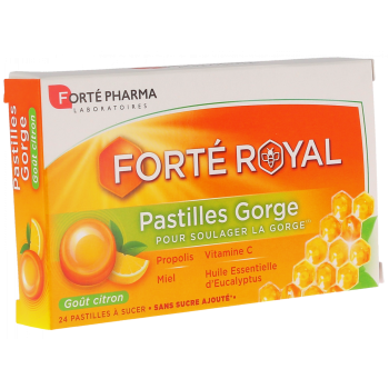 Forté Royal Pastilles pour soulager la gorge goût citron Forté Pharma - boîte de 24 pastilles