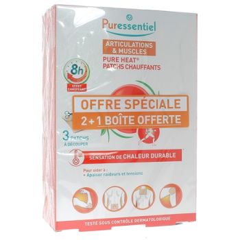 Patchs chauffants articulations & muscles Puressentiel - 3 boîtes de 3 patchs à découper