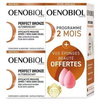 Perfect bronze autobronzant Oenobiol - lot de 2 boites de 30 gélules + 2 éponges offertes