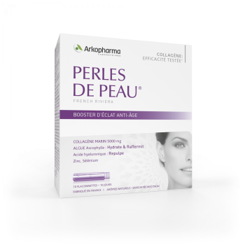 Perles de peau Booster d'éclat anti-âge Arkopharma - boîte de 10 flaconnettes