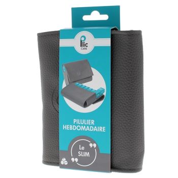 Pilulier hebdomadaire Slim simili cuir Plic Care - un pilulier