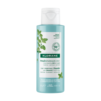 Poudre purifiante 3 en 1 à la menthe bio et argile Klorane - flacon de 50g