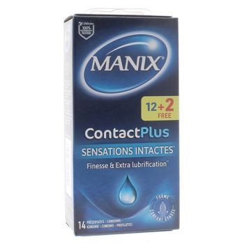 Préservatifs plus fins Contact Plus Manix - boîte de 12 + 2 gratuits